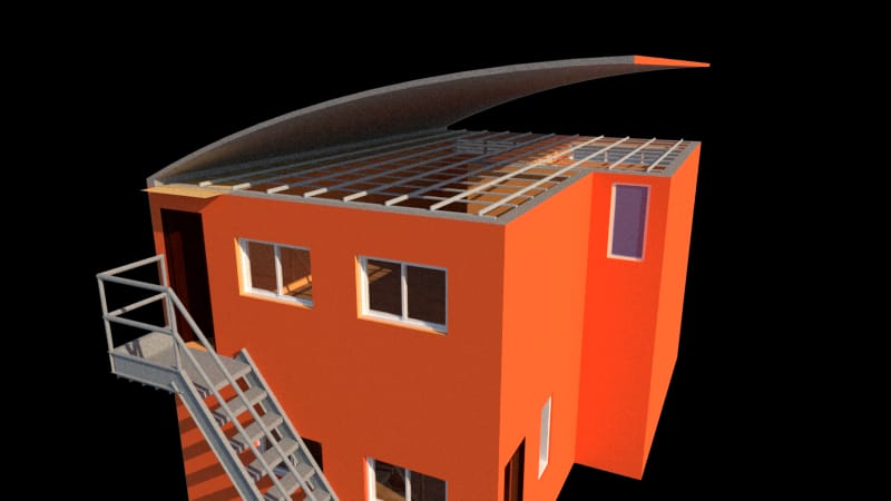 Diseño de galpón con oficinas comerciales